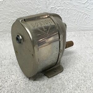 Boston Pencil Sharpener Silver Vintage Model L Manual Metal Industrial